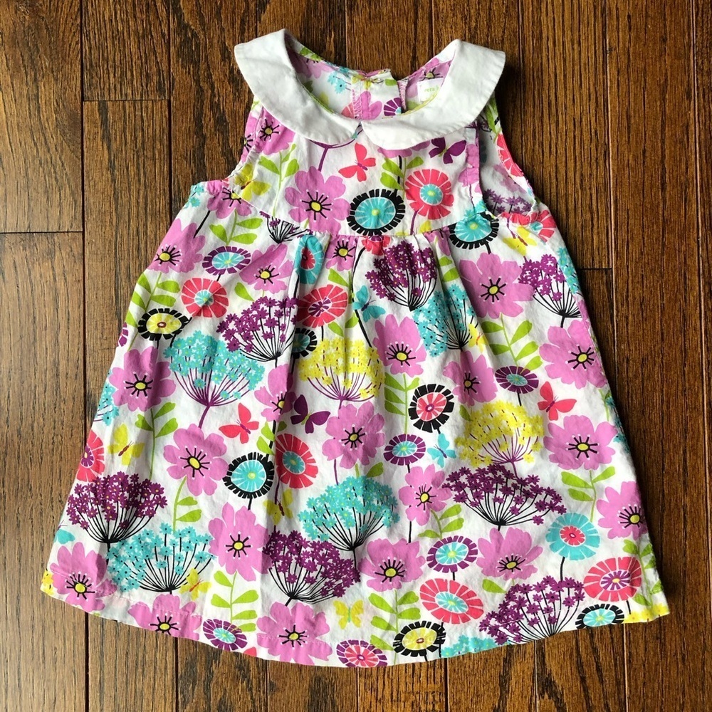 Vera Bradley Baby Girls 9-12M Sleeveless Peter Pan Collared Floral Dress - EUC!